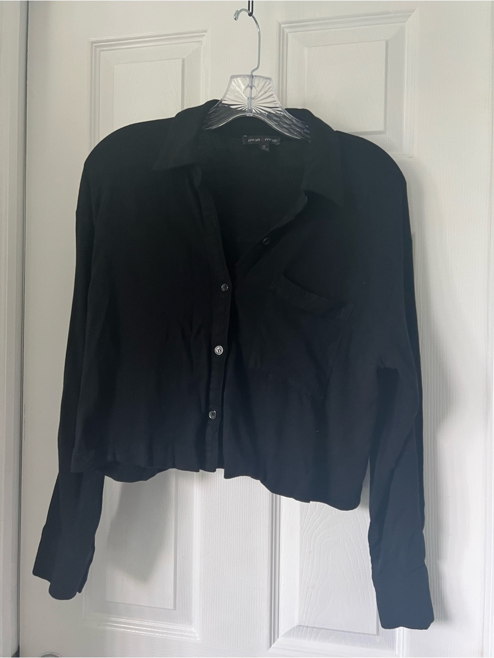 Black Button-Front Women's Top -